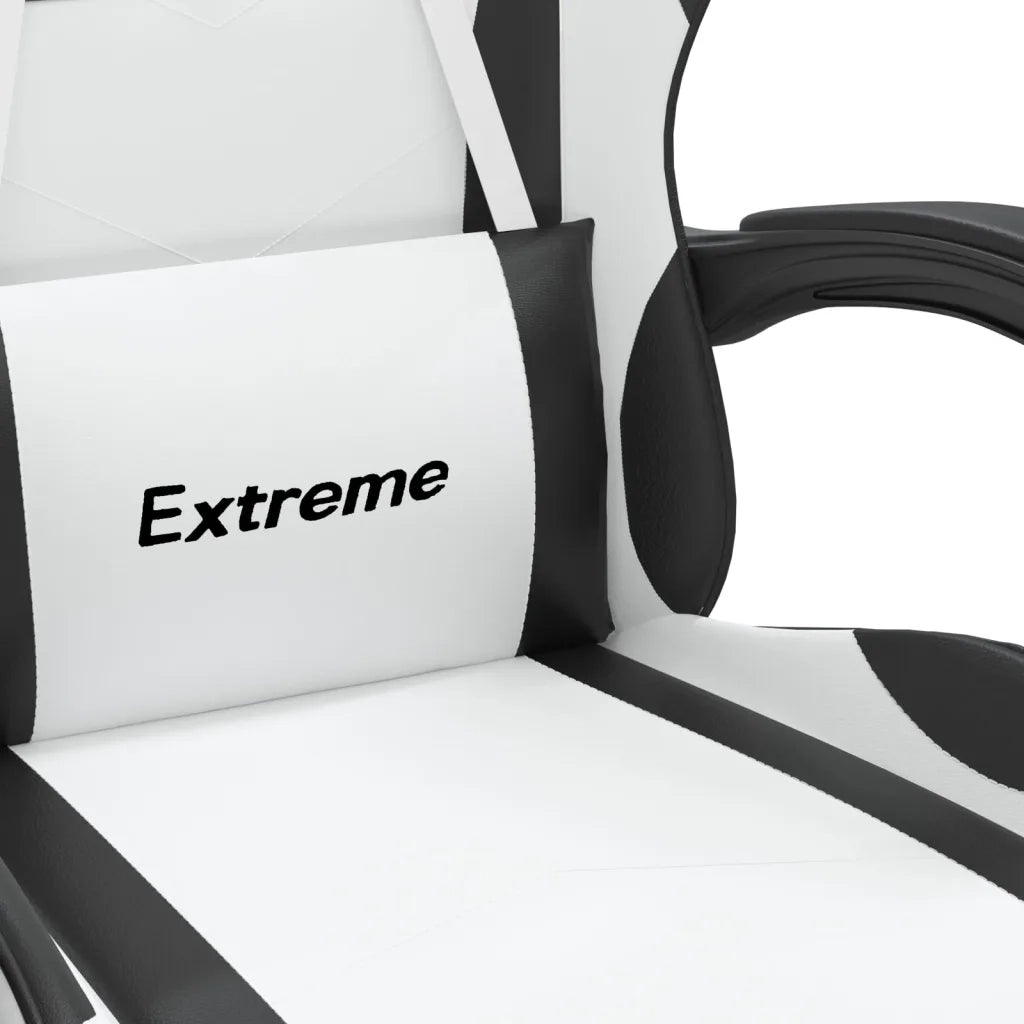 Sedia da Gaming | Sedia da e-sports Girevole Poggiapiedi Bianco e Nero Similpelle