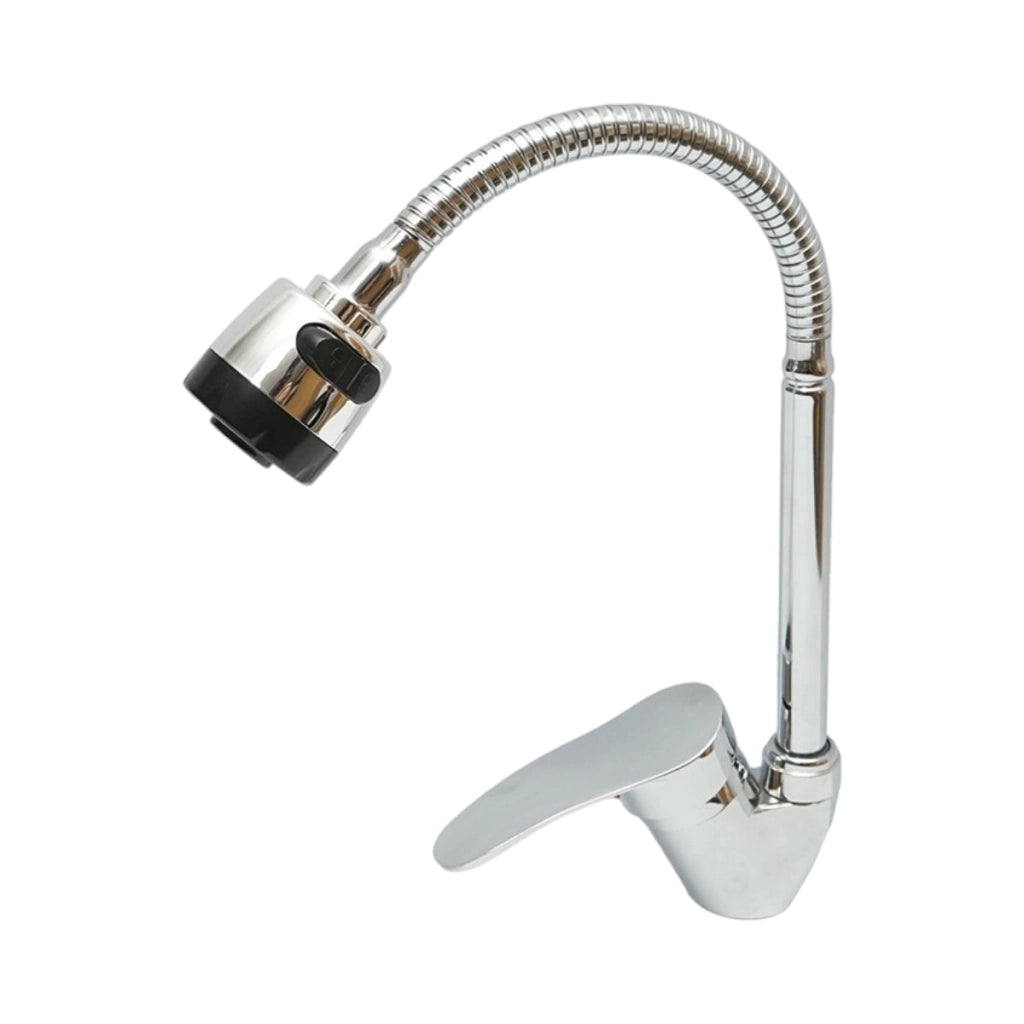 Rubinetto per lavello da cucina con beccuccio flessibile, aeratore a 2 funzioni, cromato lucido  Breckner Germany