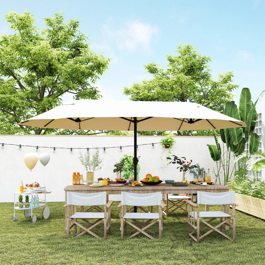 Ombrellone da Giardino Doppio 12 Stecche ¨C zephmum ¨C Beige 4.6x2.7 m