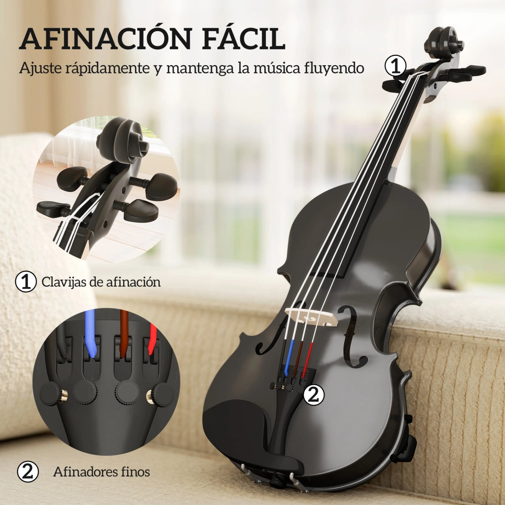 Violino 4/4 Completo in Legno con Custodia ¨C zephmum ¨C Nero