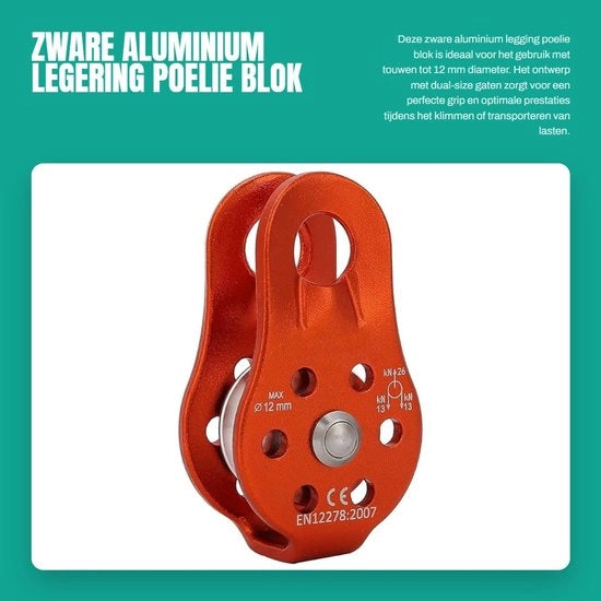 Tiraggio per corde in alluminio - Leva per corde pesanti - Placche laterali anti-allargamento - Rotazione liscia - Per corde fino a 12 mm - Disegno a doppia misura - Presa perfetta - Blocco di sostegno per corde