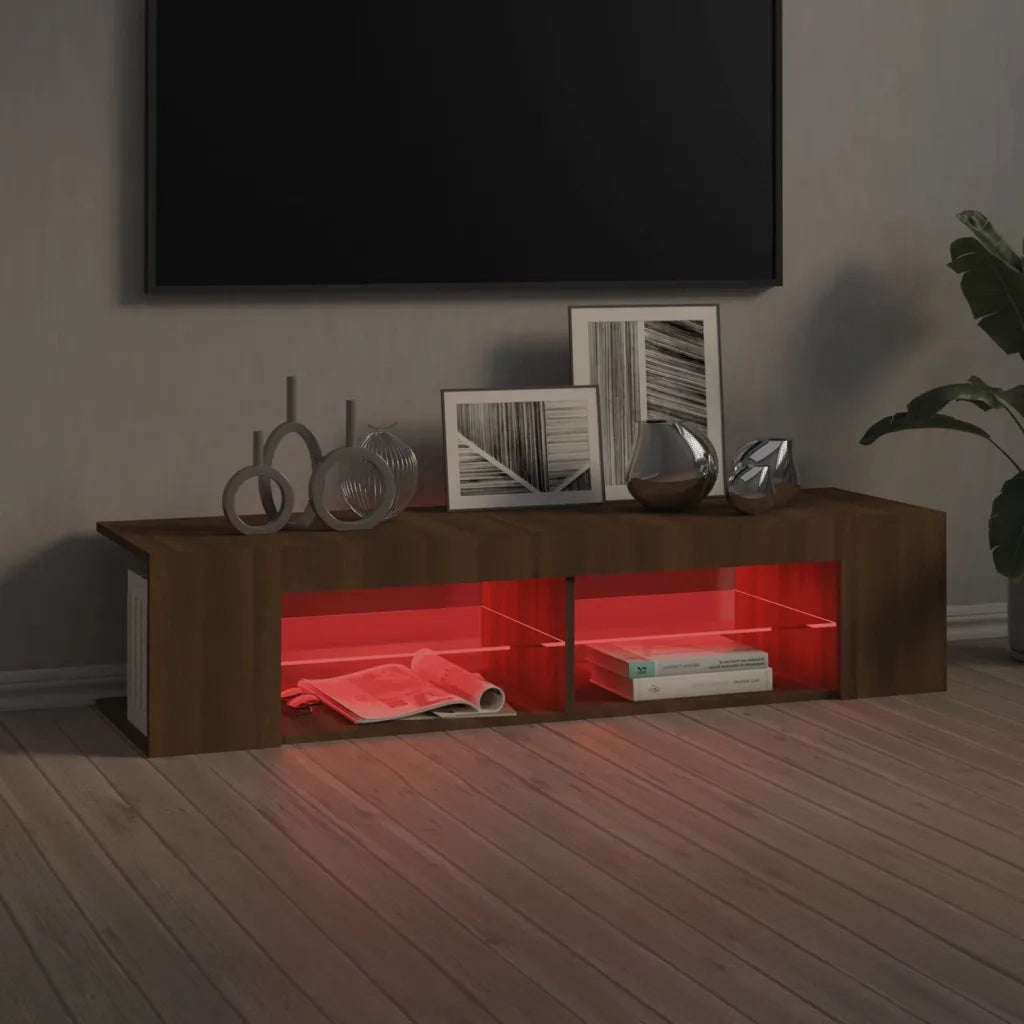 Mobile TV | Armadietto TV | Mobile Porta TV con Luci LED Rovere Marrone 135x39x30 cm