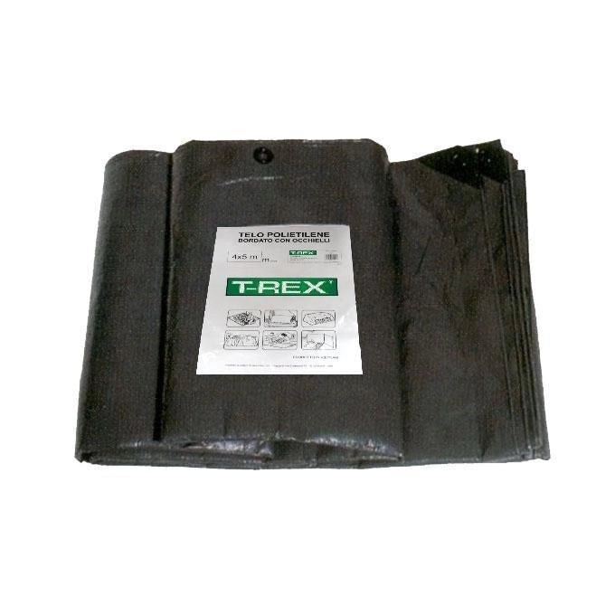 Trex 01931 Telone plastica tessuto 6x10 m 200 g-mq impermeabile antistrappo UV resistente occhielli metallici angoli rinforzati colore Verde scuro