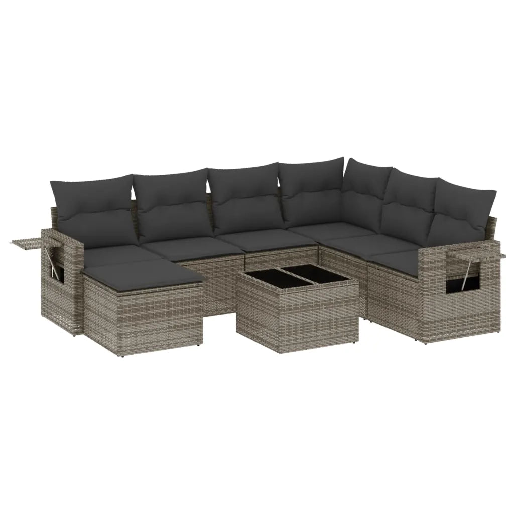 Set Divano da Giardino 8 pz con Cuscini Grigio in Polyrattan 3220509