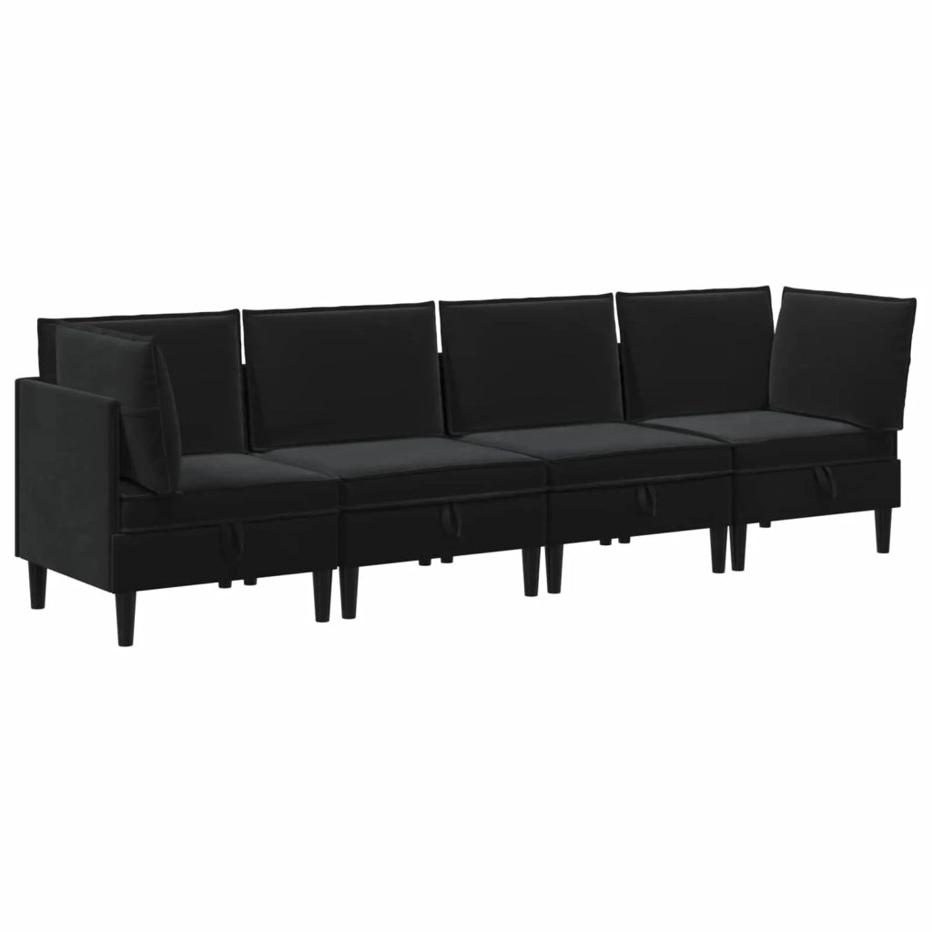 Set di mobili per il soggiorno con cuscino 4 pcs Nero Velluto 3413754
