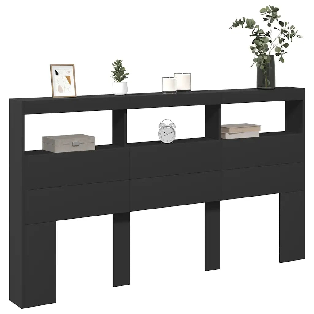 Testiera | Testata con Contenitore a LED Nera 180x17x102 cm