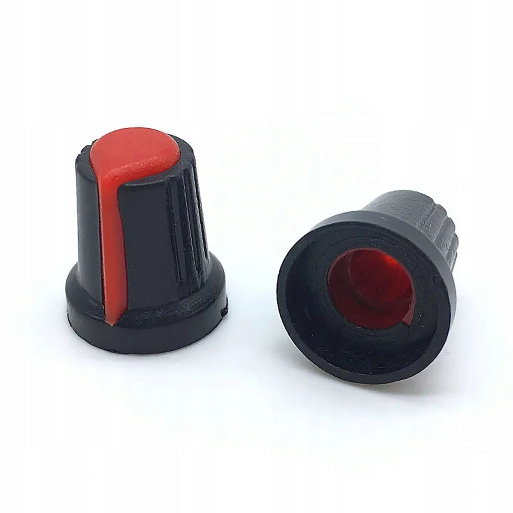 Manopola Potencjometro Rosfix 2x – Alta Qualità, Materiale Resistente | Diametro Asse 6mm, Dimensioni 15x17mm