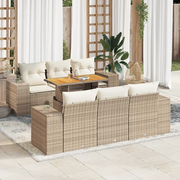 Set Divani da Giardino 7 pz con Cuscini Beige in Polyrattan 3327334