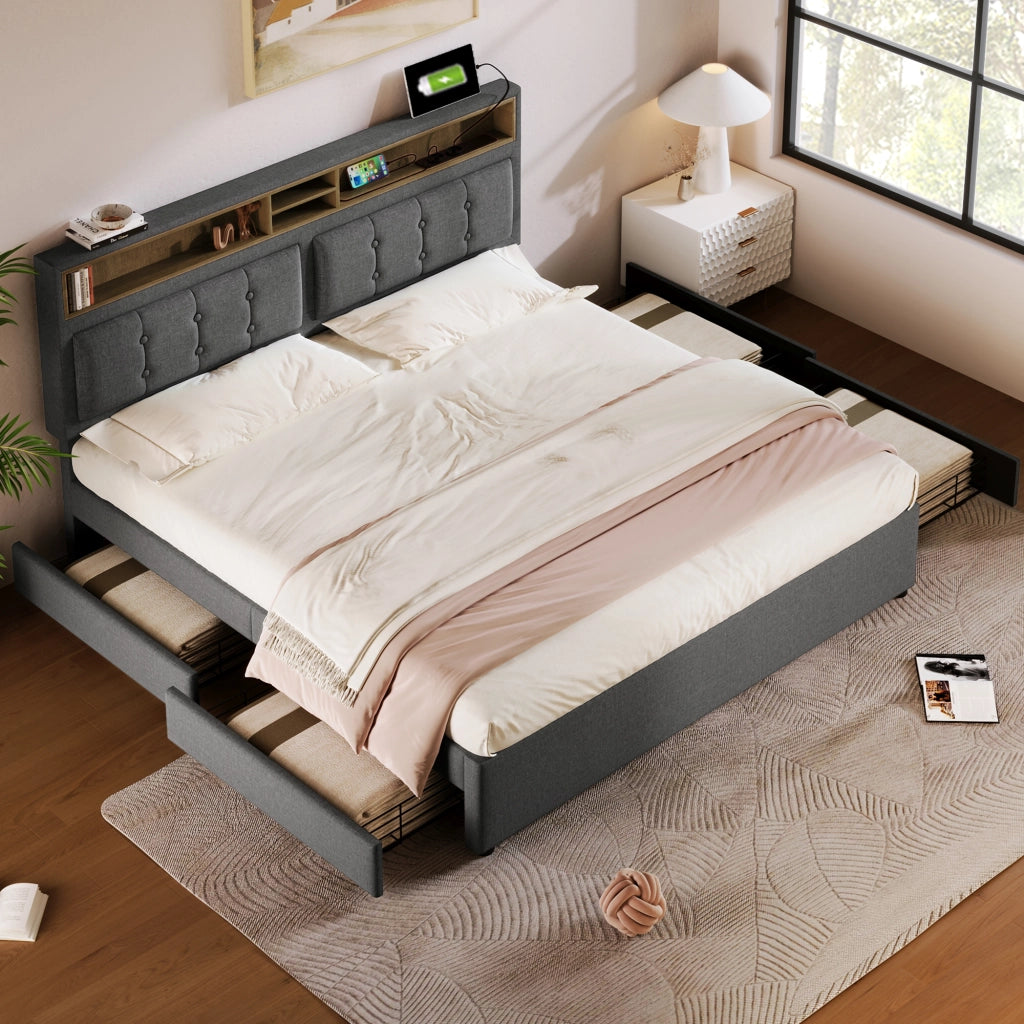 letto imbottito lino grigio 140x200 cm