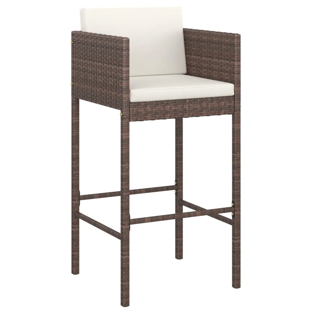 Set Bar da Giardino 3 pz | Set Salotto da Giardino con Cuscini Polyrattan Marrone