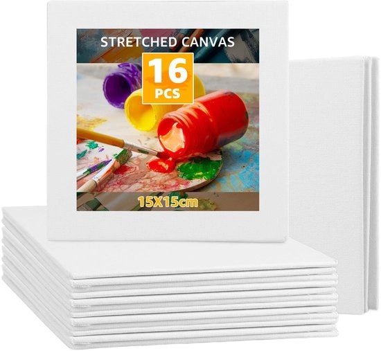 Set di Canvas in Canva 16 pezzi 15 x 15 cm - Canvas per Spieraam - Mini Canvas - Ideale per Progetti Creativi - Schede per Pittura