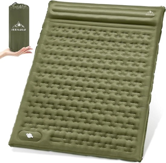 Slaapmat per camping, 196 x 140 cm, per 2 persone, 12 cm di spessore, materasso gonfiabile per tenda da campeggio, per campeggio, backpacking