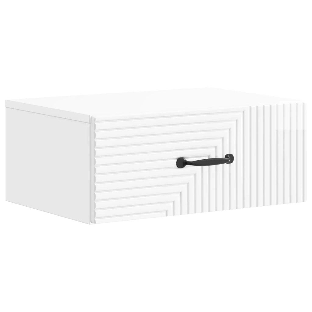 Mobiletto da notte a muro Bianco Lucido 49 x 34,5 x 20 cm 898623