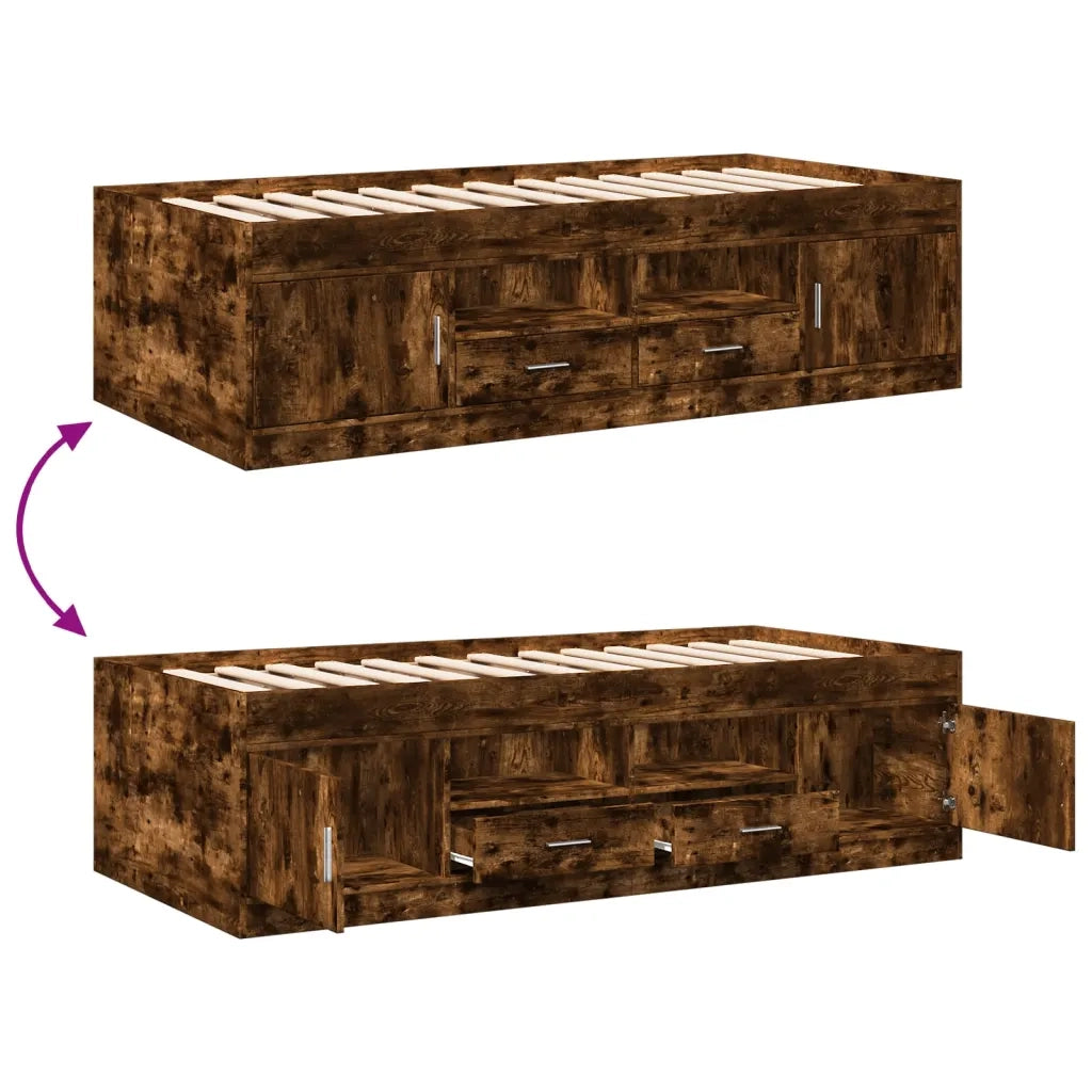 Divano letto | Sof¨¤ letto | Letto singolo con Cassetti senza Materasso Rovere Fumo 100x200cm