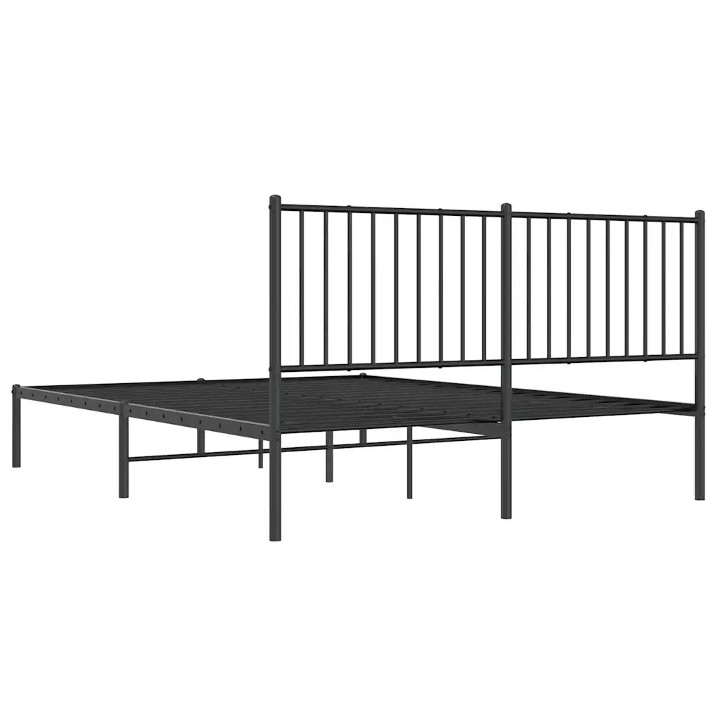 Letto matrimoniale | Letto per adulti | Giroletto con Testiera in Metallo Nero 160x200 cm
