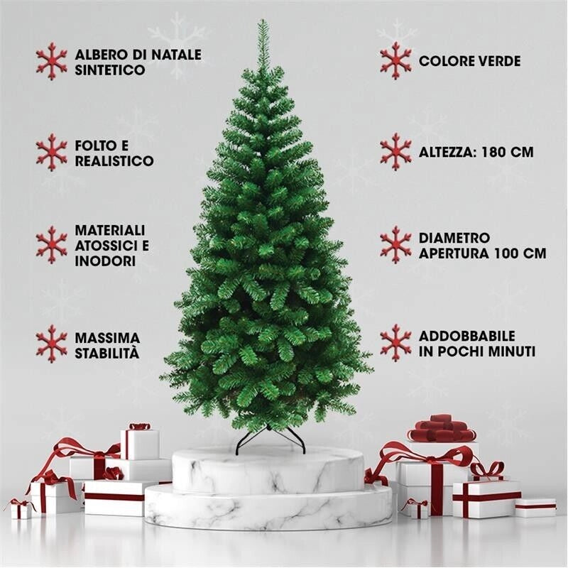 ALBERO DI NATALE ROCCARASO 180 CM VERDE ARTIFICIALE