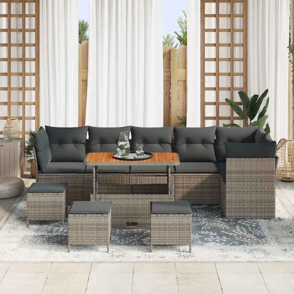 Set Divano da Giardino con cuscino 10 pcs Grigio