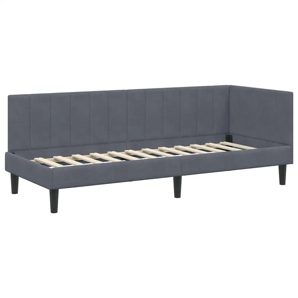 Letto singolo | Letto per adulti | Cornice del letto ad angolo Grigio scuro 80 cm x 200 cm Velluto