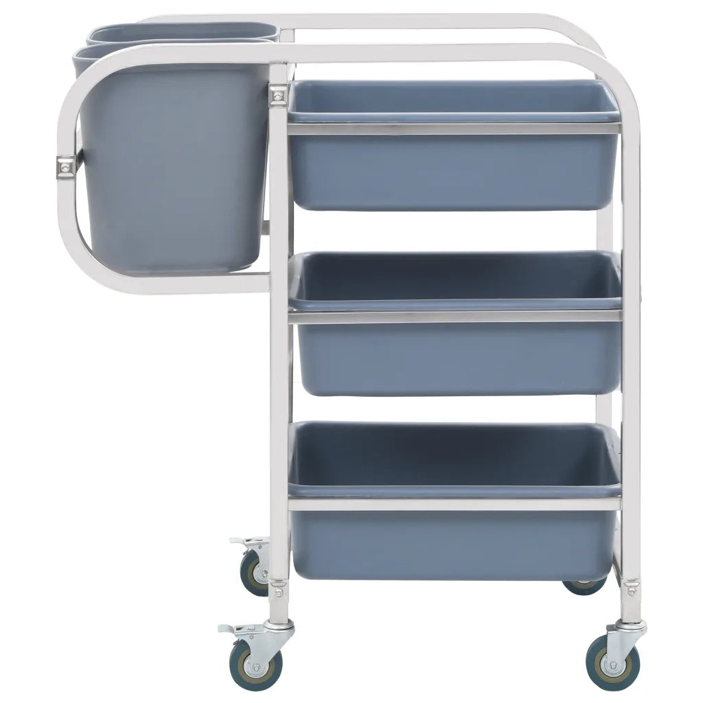 Carrello da Cucina con Contenitori-Scaffale per Cucina in Plastica 82x43,5x93 cm