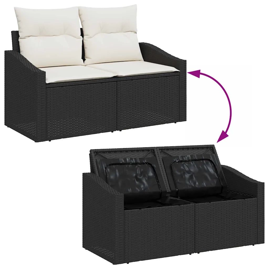 Set Divano da Giardino 9 pcs Nero e Crema polyrattan 3356514