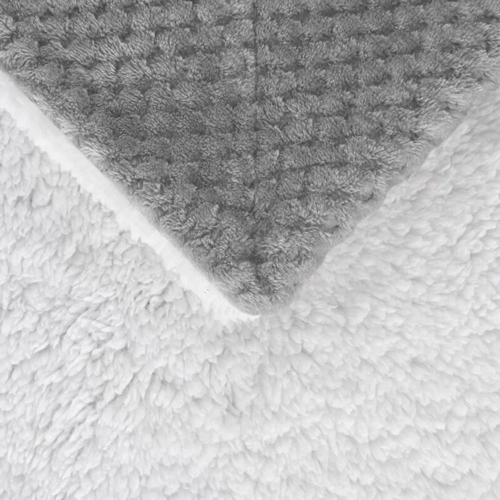 Coperta Plaid in Pile Sherpa Invernale Tinta unita 440 Gr/Mq Grigio - Matrimoniale 200x230
