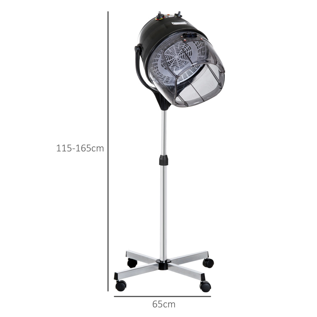 Asciugacapelli Casco 1180W Regolabile con Timer e Ruote ¨C zephmum ¨C Nero 65x65x115-165 cm