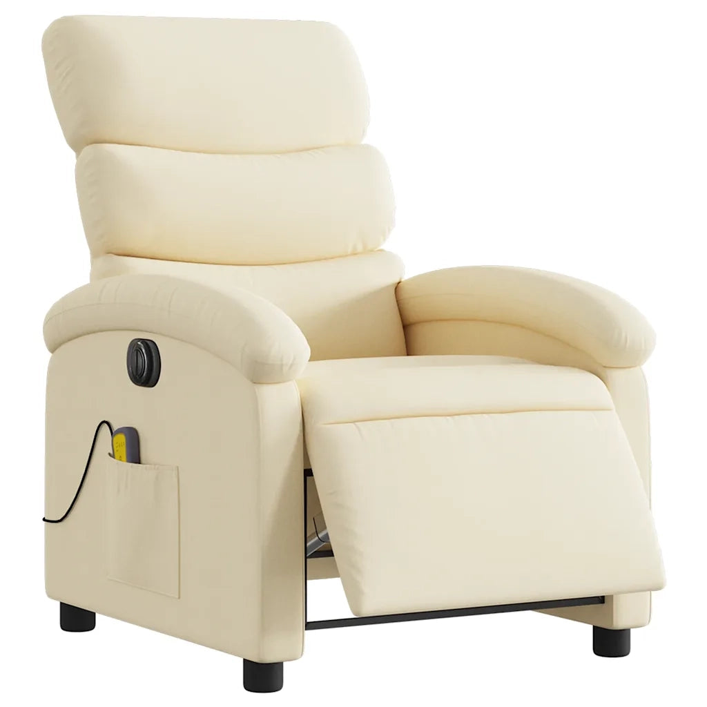 Poltrona Reclinabile Massaggiante Elettrica Crema in Tessuto 3203975