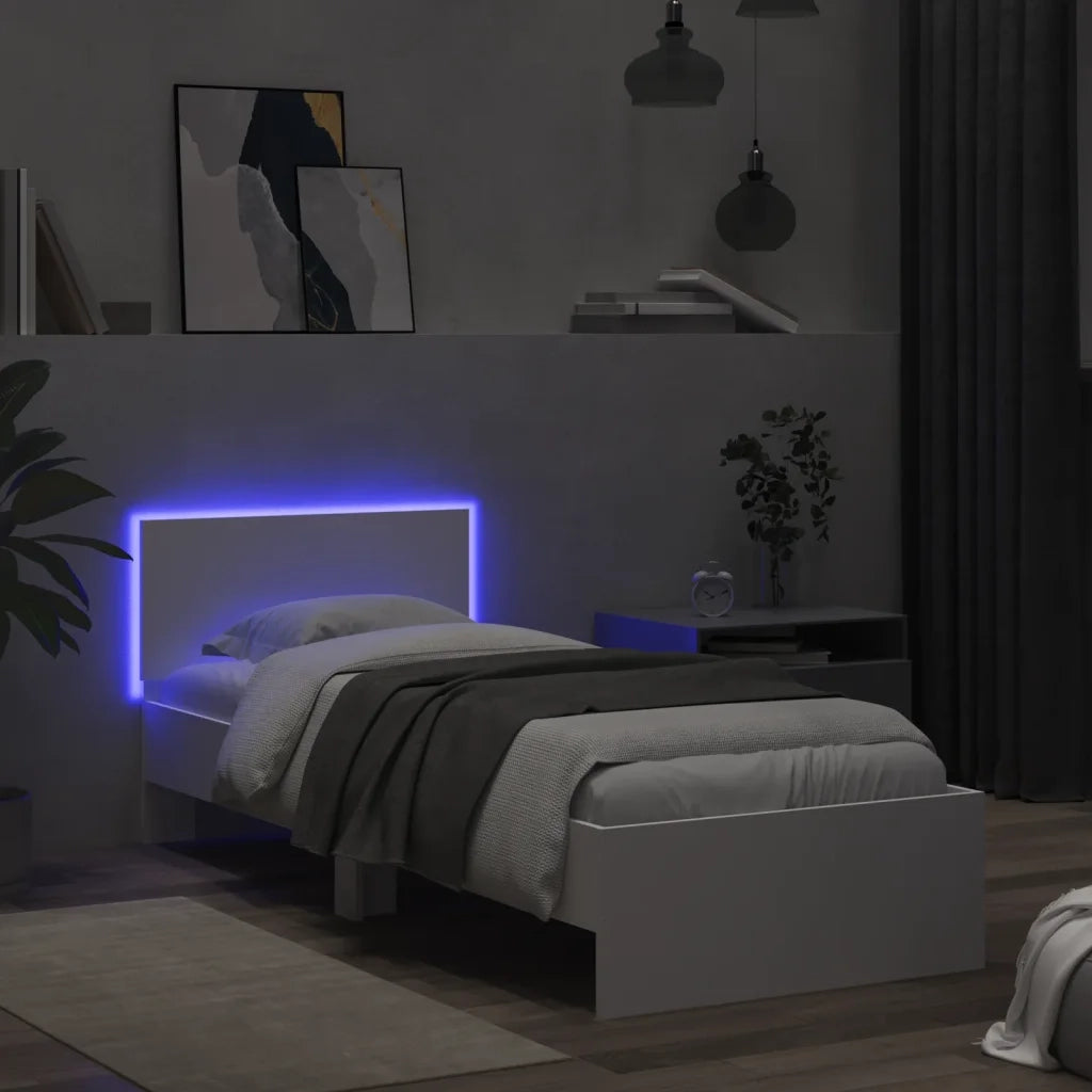 Giroletto con Testiera e LED Bianco 90x200 cm 838806