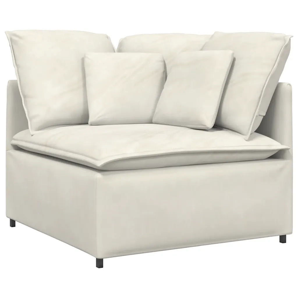 Divano Modulare con Cuscini in Velluto Crema 3321256