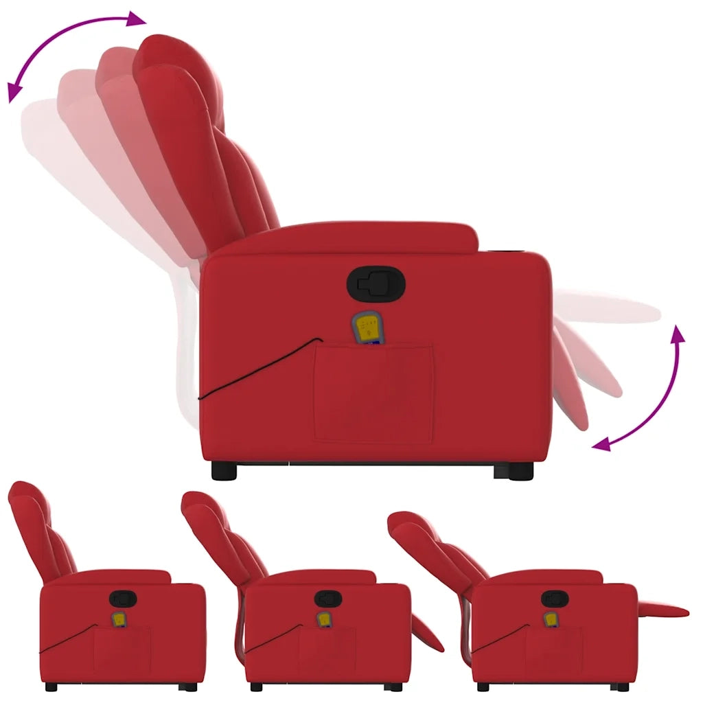 Poltrona | Sedia Relax Alzapersona Reclinabile Massaggio Rosso in Similpelle