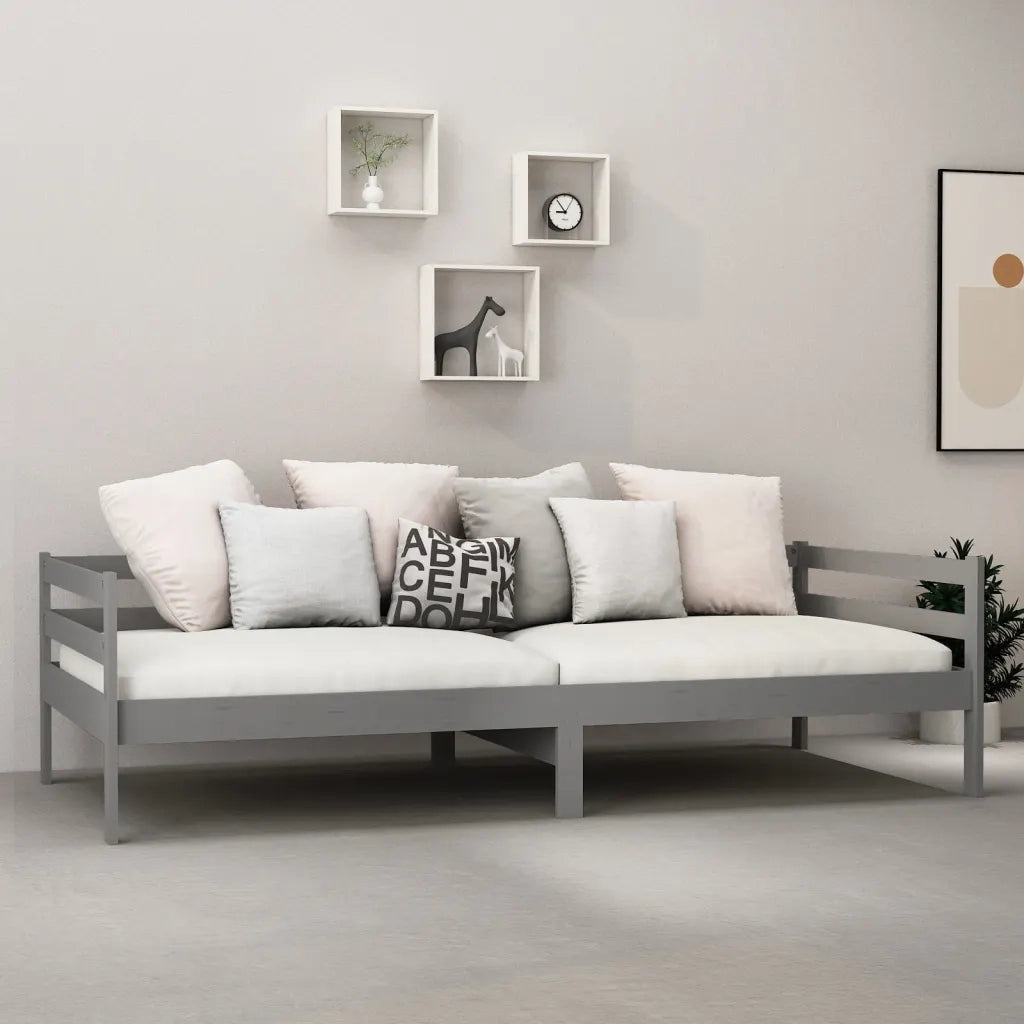 Divano Letto con Materasso-Sofa Letto-Daybed 90x200 cm Grigio in Legno di Pino 856916