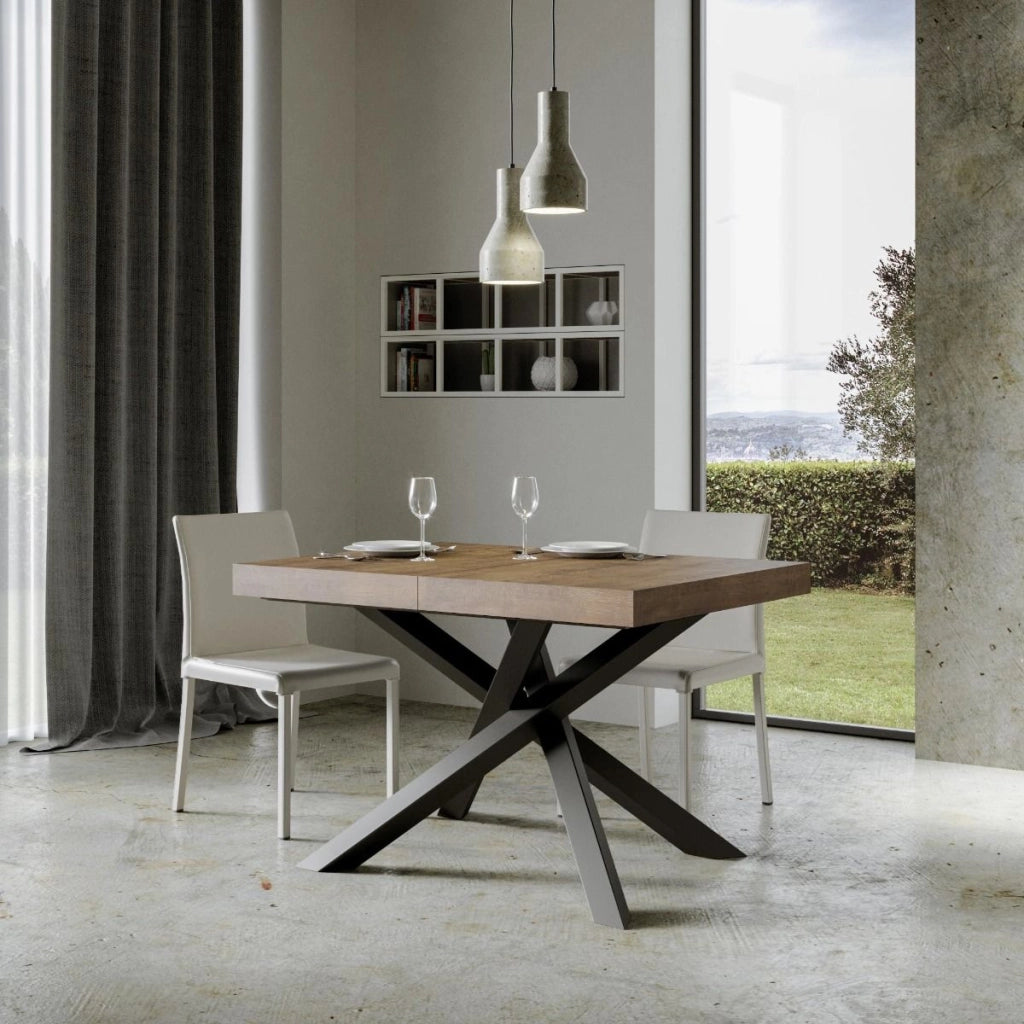 Tavolo allungabile 90x140/244 cm Volta Noce telaio Antracite