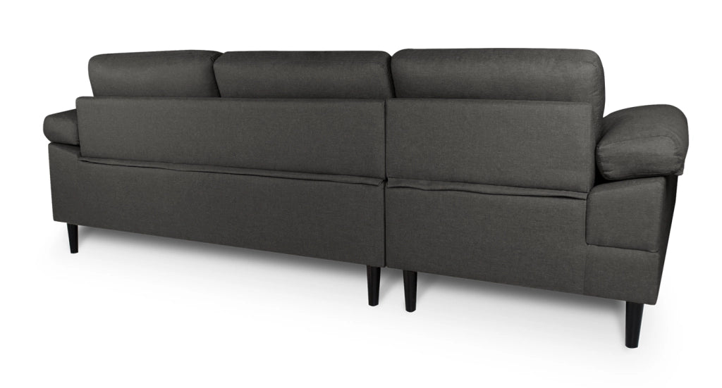 Divano angolare 3 posti con chaise longue sinistra tessuto grigio scuro - Washington - DI-WA05FBC-CLSX