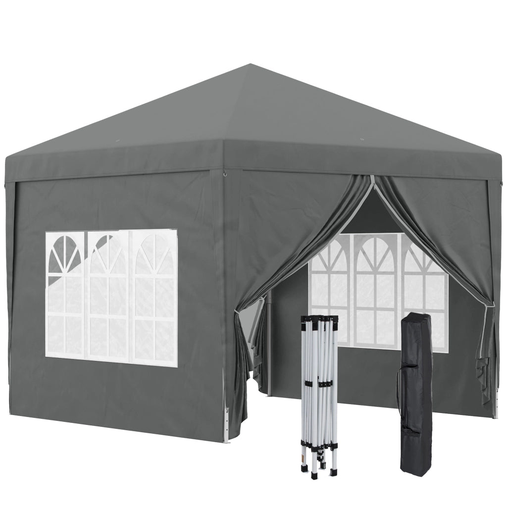 Gazebo pieghevole 3x3 m ¨C Xylo ¨C 4 pareti laterali anti-UV con borsa trasporto grigio