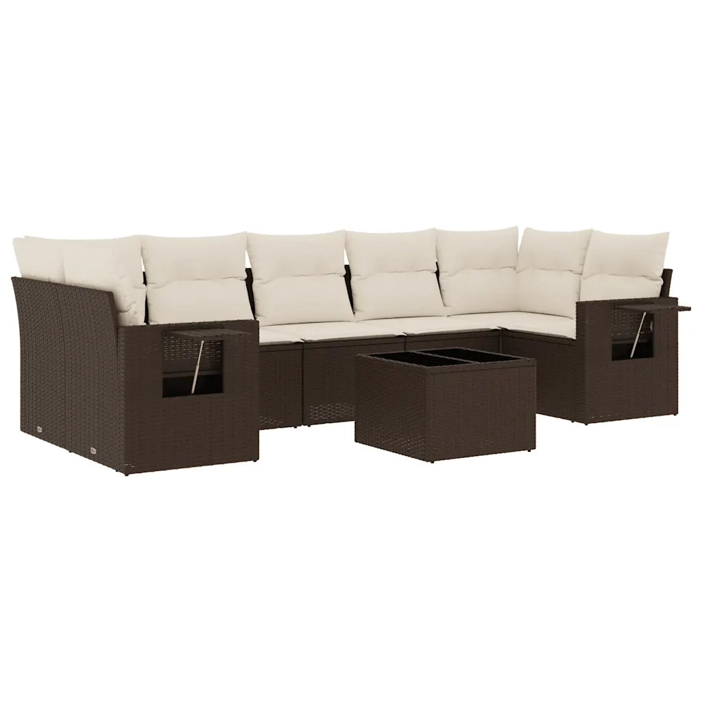Set Divani da Giardino 8 pz con Cuscini Marrone in Polyrattan 3252280