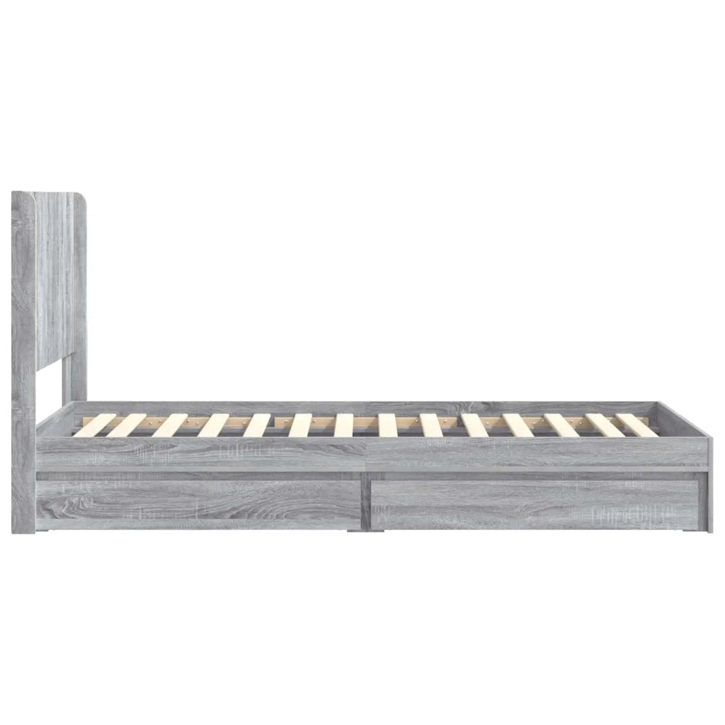 Struttura del letto con stoccaggio e testata-Giroletto con contenitore Sonoma grigio 655518