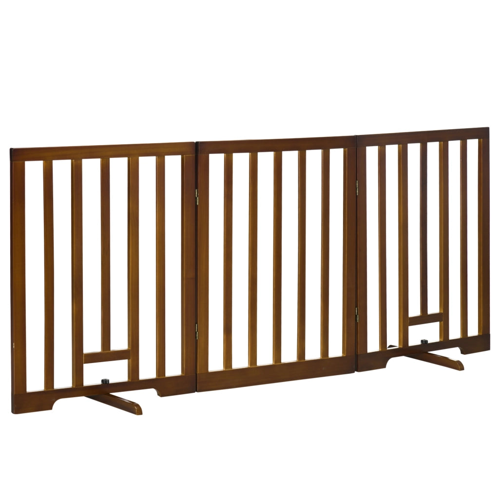 Cancello per Cani Pieghevole 3 Pannelli ¨C Zephmum ¨C Legno Pino Marrone Scuro 181x35x76 cm