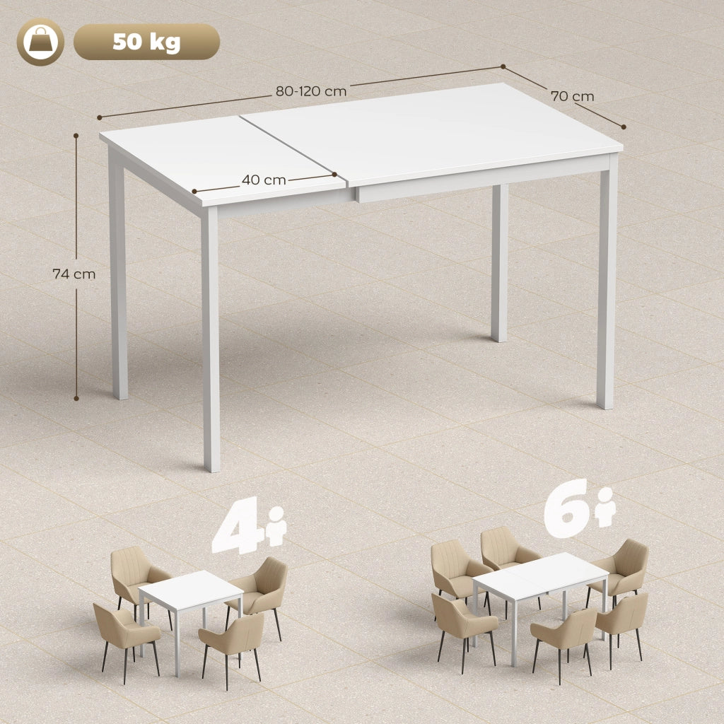Tavolo da pranzo allungabile 80-120 cm bianco per 4-6 persone ¨C Xylo ¨C Con estensione scorrevole