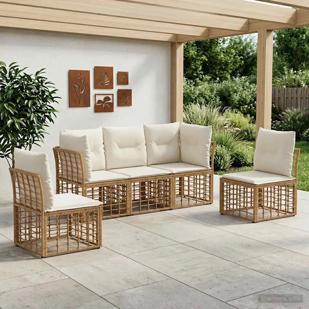 Set di divani da esterno | Set Salotto da Giardino Naturale Poliestere