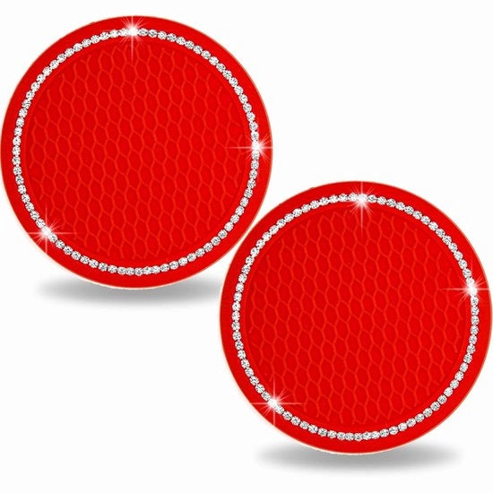 Onderzetters auto per 2 pezzi - accessori auto universali - diamanti sprakelanti con cristalli di diamante 2,75 pollici in silicone antiscivolo con diamanti bianchi - per donne e signore