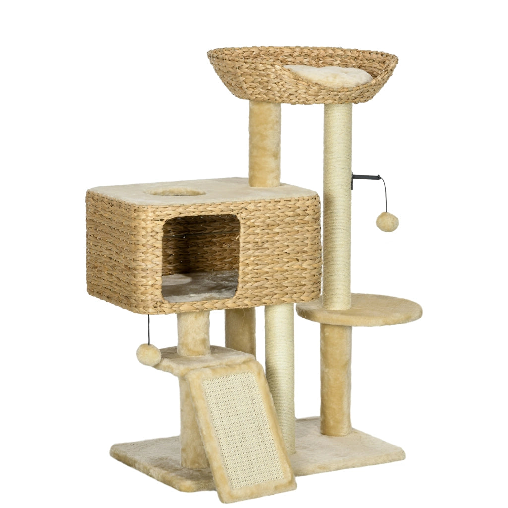 TIRAGRAFFI per gatti 98 cm beige in pannello di legno