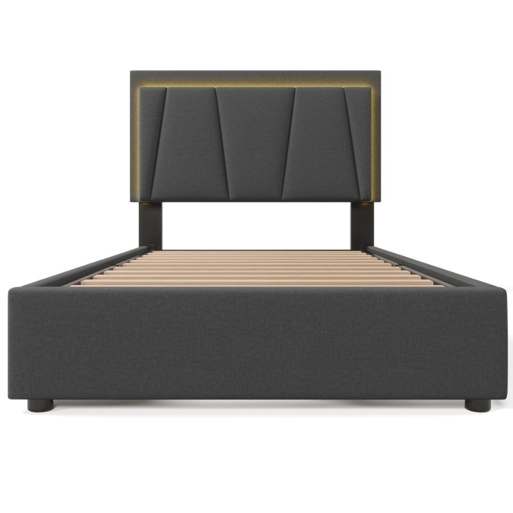 letto imbottito legno grigio 90x200 cm