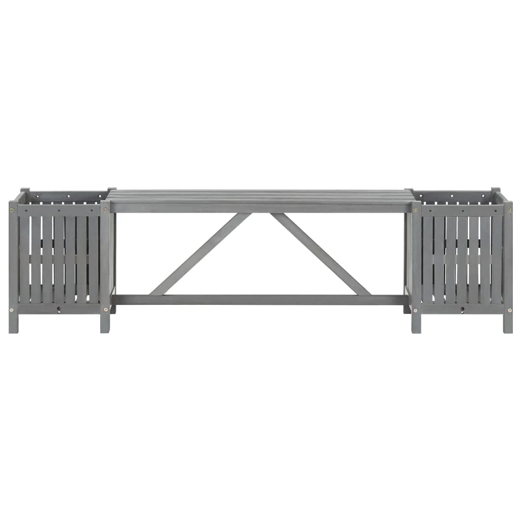 Panca da giardino mobili da esterno per patio terrazza con 2 fioriere 150 cm legno di acacia grigio 02_0011340