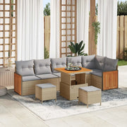 Set Divano da Giardino 11 pcs Beige e Grigio Chiaro polyrattan