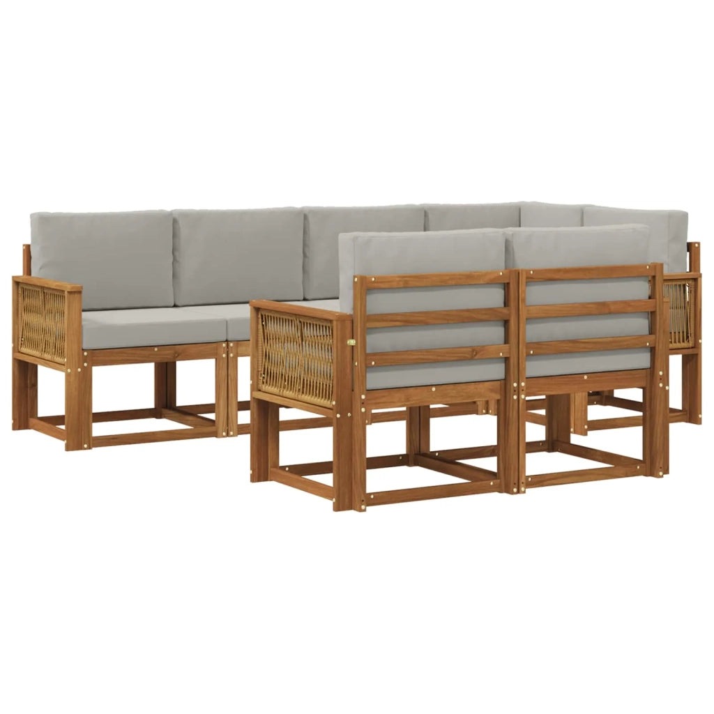 Set di divani da esterno 7 pz Naturale e Grigio Chiaro 3385297