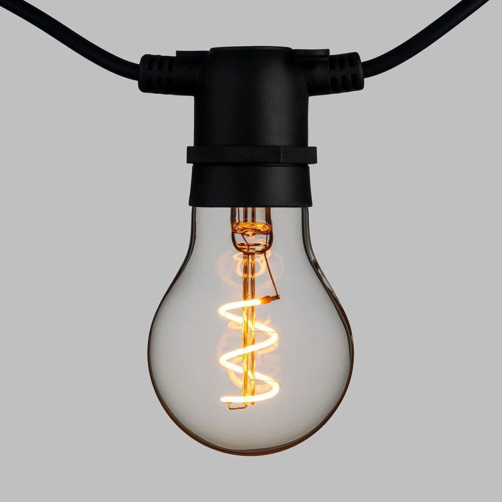 Catena 5 m, 10 lampadine goccia Ø 60 mm, led bianco caldo a spirale, prolungabile