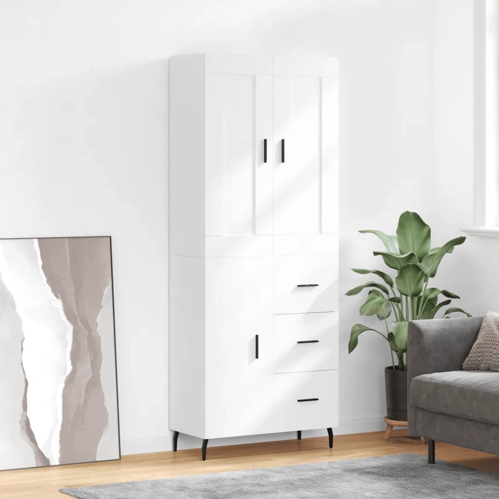 Credenza | Madia | Buffet da pranzo | Armadio da pranzo Bianca 69,5x34x180 cm in Legno Multistrato