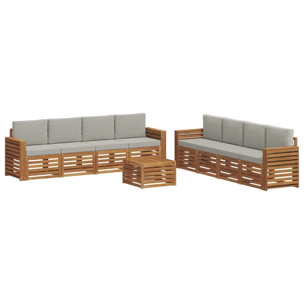 Set divani con cuscino 9 pcs Grigio Naturale e Chiaro 3374576