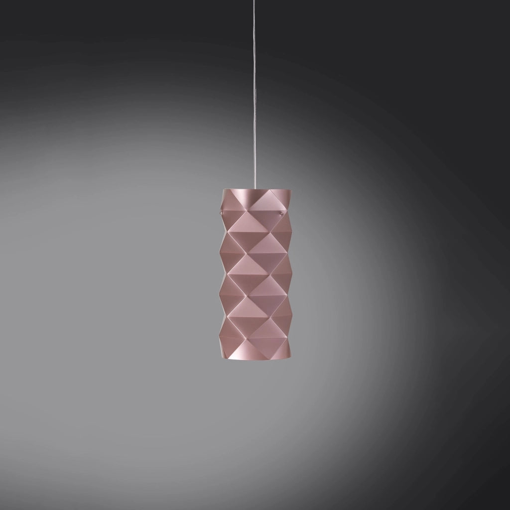 Sospensione Moderna Prisma Polilux ® Pink Metal E Metallo Cromo 1 Luce E27