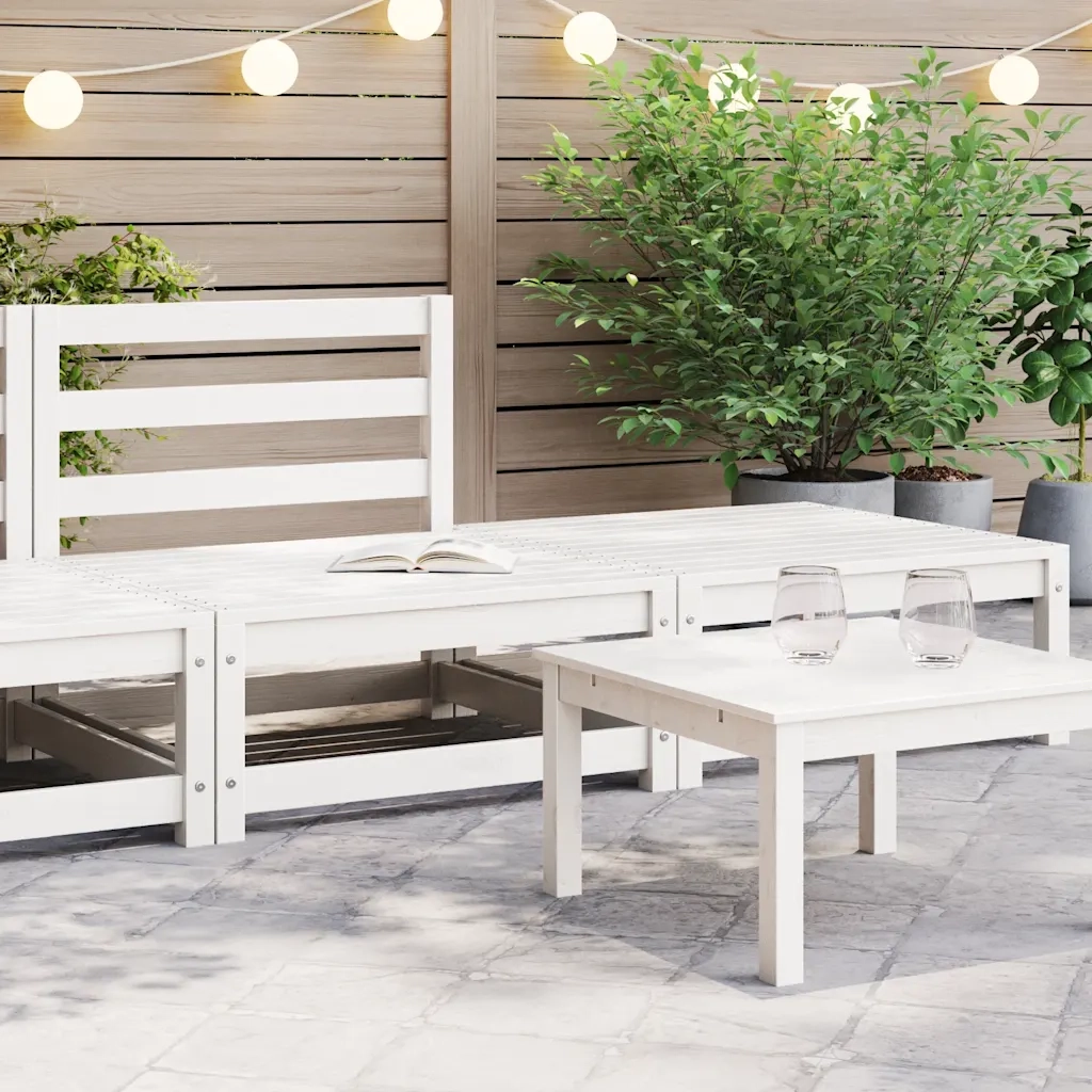 Set Divani da Giardino 2 pz Bianchi in Legno Massello di Pino 805696
